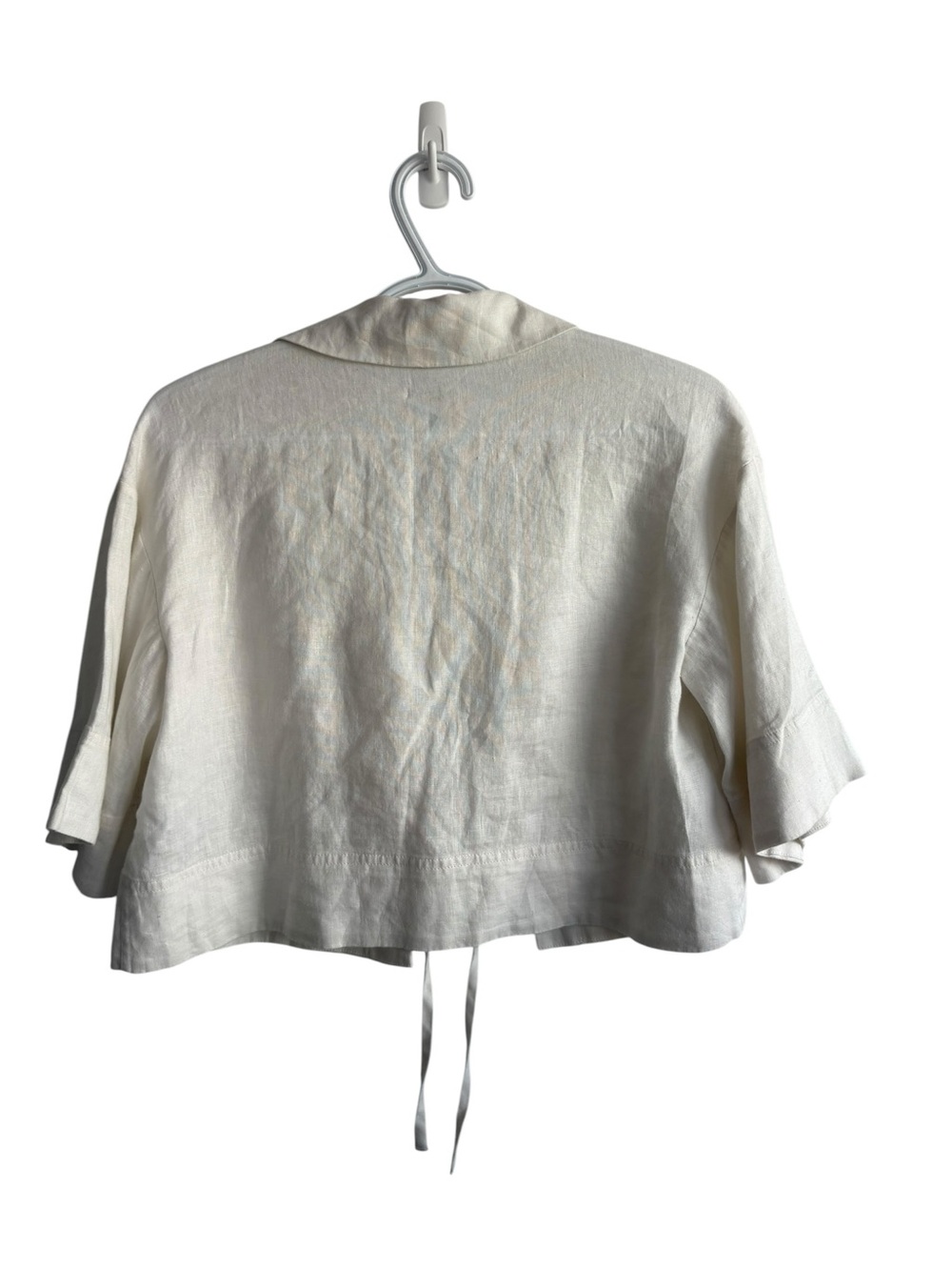 Banana Republic Linen Tie Front Cropped Shirt Sz Small New with Tags - Picture 3 of 9
